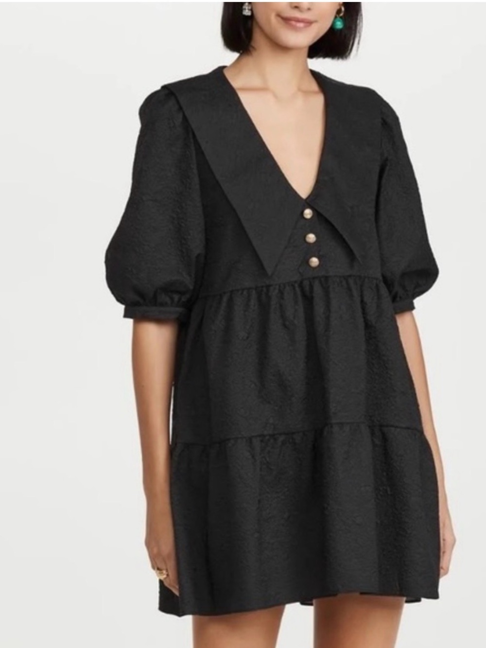 Amanda Uprichard Tiered Textured Babydoll Dress